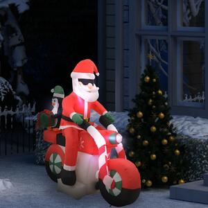 Nadmuchiwany Święty Mikołaj na motocyklu, z LED, IP44, 160 cm