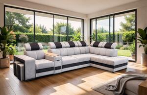 Narożnik ATOM 365 x 210 cm, funkcja relax, spanie, pojemnik, barek,USB