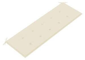 Ławka batavia z kremowa poduszką, 150 cm, lite drewno tekowe