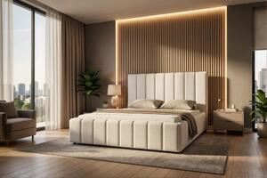 Łóżko Tapicerowane GLAM GOLD 220x200 cm ze stelażem w stylu glamour, pojemnik na pościel
