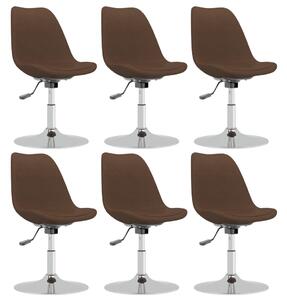 Obrotowe krzesła stołowe, 6 szt., brązowe, tkanina