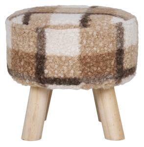 Biało-brązowy podnóżek z materiału bouclé Aberdeen – House Nordic