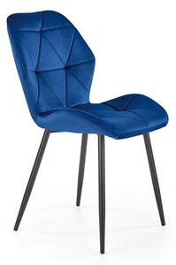 Granatowe pikowane krzesło welurowe - Laros
