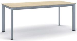 Stół konferencyjny do biura PRIMO INVITATION, 180x80 cm, szaro-srebrna podstawa, dąb naturalny
