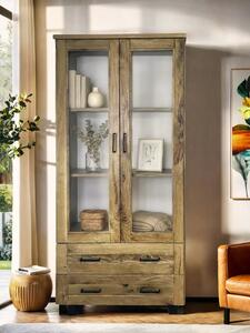 Witryna Karmel 90 cm lite drewno + elementy fornirowane