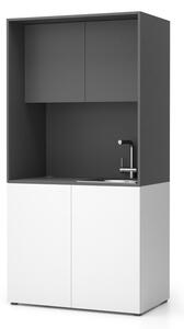 Kuchnia biurowa NIKA ze zlewem i kranem 1000 x 600 x 2000 mm, grafit, prawe