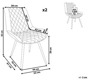 Zestaw 2 krzeseł do jadalni szary ekoskóra czarne metalowe nogi pikowane Maribel Beliani