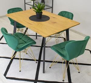 Komplet zielonych nowoczesnych welurowych krzeseł 4 szt. - Sarema