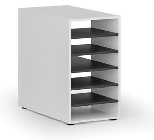 Szafka za półkami do stołu roboczego PRIMO WHITE, prawa, biały/grafit