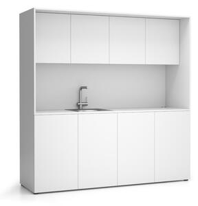 Kuchnia biurowa NIKA ze zlewem i kranem 1963 x 600 x 2000 mm, biały, lawo
