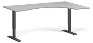 Ergonomiczne biurko z regulacją wysokości, 180x120 cm, 1 silnik, L/P, czarna podstawa, szary