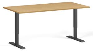 Stół z regulacją wysokości, 2 silniki, 745 - 1215 mm, blat 1600 x 800 mm, podstawa czarna, buk