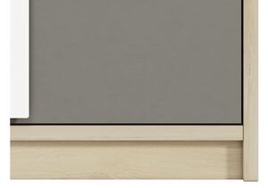 Regał młodzieżowy Jowiza 03 z szufladą 80 cm - buk fjord / biały / szara platyna