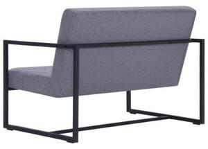 Sofa 2-osobowa z podÅokietnikami, jasnoszara, stal i tkanina