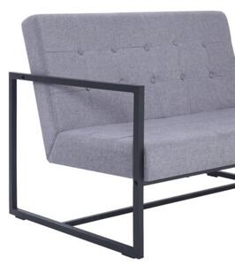 Sofa 2-osobowa z podÅokietnikami, jasnoszara, stal i tkanina