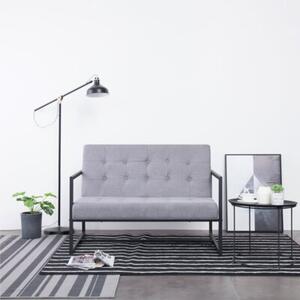 Sofa 2-osobowa z podÅokietnikami, jasnoszara, stal i tkanina