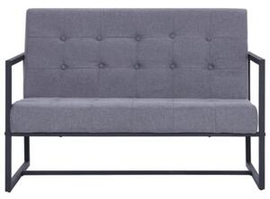 Sofa 2-osobowa z podÅokietnikami, jasnoszara, stal i tkanina