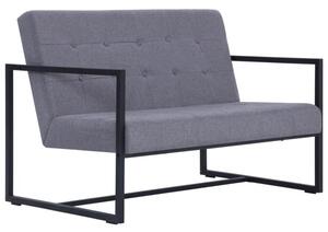 Sofa 2-osobowa z podÅokietnikami, jasnoszara, stal i tkanina