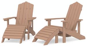 Krzesła ogrodowe Adirondack z podnóżkami, 2 szt., HDPE, brązowe