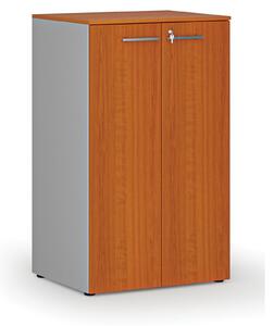 Szafa biurowa z drzwiami PRIMO GRAY, 3 półki, 800 x 640 x 1335 mm, szary/wiśnia