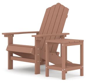 Krzesło ogrodowe Adirondack ze stolikiem, HDPE, brązowe