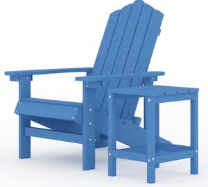 Krzesło ogrodowe Adirondack ze stolikiem, HDPE, niebieskie