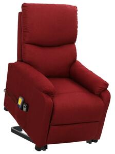 Rozkładany fotel masujący ułatwiający wstawanie, winna czerwień