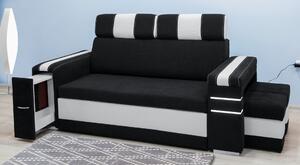 Nowoczesna Sofa KESLER I, podświetlenie + 2 x pufy, ruchome zagłówki
