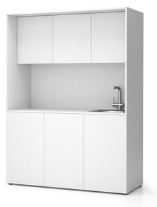 Kuchnia biurowa NIKA ze zlewem i kranem 1481 x 600 x 2000 mm, biały, prawe