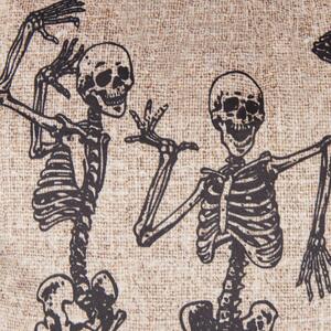 Dwie welurowe poduszki dekoracyjne 45 x 45 cm wzór w szkielety beżowe Mortesti Beliani