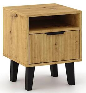 Stolik nocny ryflowany z szufladą dąb artisan L8-L18
