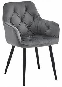 Eleganckie szare krzesło welurowe pikowane W6-L04