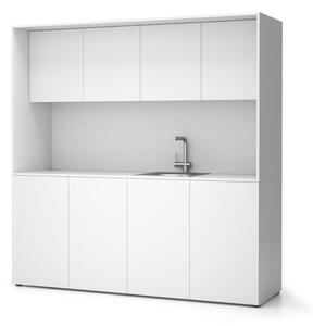 Kuchnia biurowa NIKA ze zlewem i kranem 1963 x 600 x 2000 mm, biały, prawo