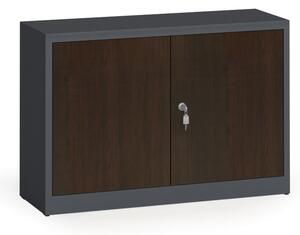 Szafy spawane z laminowanymi drzwiami, 800 x 1200 x 400 mm, RAL 7016/wenge