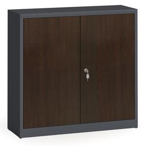 Szafy spawane z laminowanymi drzwiami, 1150 x 1200 x 400 mm, RAL 7016/wenge