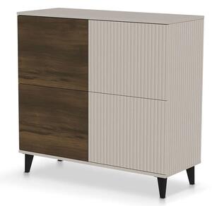 Komoda nowoczesna z lamelami orzech + kaszmir T5-G81