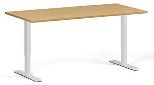Biurko z regulacją wysokości, 160x80 cm, 2 silniki, biała podstawa, buk