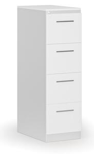 Kartoteka metalowa PRIMO z drewnianym frontem A4, 4 szuflady, biały/biały