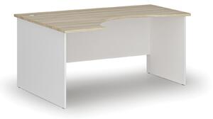 Ergonomiczne biurko PRIMO WHITE, 160x120 cm, lewe, biały/dąb naturalny