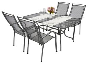 Metalowy zestaw ogrodowy PALMA I. 1 + 4 Stół prostokątny 145x90 cm (CT0309)