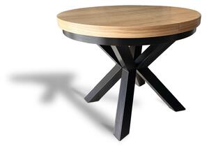 Stół okrągły rozkładany fi 100 + 2 x 50 cm LOFT z designerskimi nogami