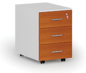 Kontenerek biurowy mobilny PRIMO WHITE, 3 szuflady, biały/wiśnia