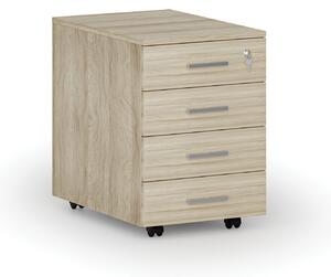 Kontener biurowy mobilny SOLID, 4 szuflady, dąb naturalny