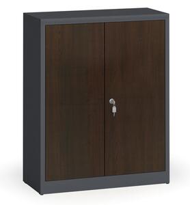 Szafy spawane z laminowanymi drzwiami, 1150 x 920 x 400 mm, RAL 7016/wenge