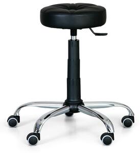 Tapicerowany taboret laboratoryjny, czarny