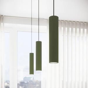 Karbowana podwójna wisząca lampa oliwkowa - D297 K3-W66