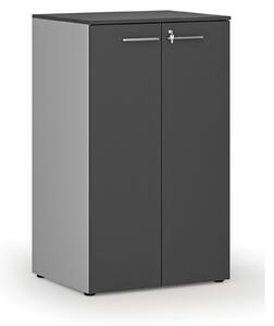 Szafa biurowa z drzwiami PRIMO GRAY, 3 półki, 800 x 640 x 1335 mm, szary/grafit
