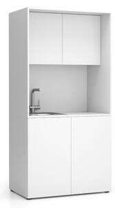 Kuchnia biurowa NIKA ze zlewem i kranem 1000 x 600 x 2000 mm, biały, lewo