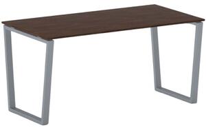 Biurko PRIMO IMPRESS, 160x80 cm, szaro-srebrna podstawa, orzech