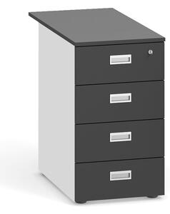 Kontenerek biurowy z szufladami dostawny PRIMO, 4 szuflady, biały / grafitowy
